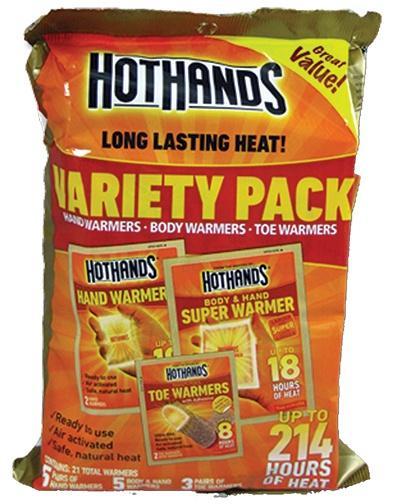 HotHands HM07019VP Variety Pack 21 Total Warmers 5 Hand,5 Body, 3 Toe