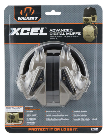 Walkers GWPXSEM XCEL Advanced Digital Muff 26 DB Over The Head Gray/Black Polymer