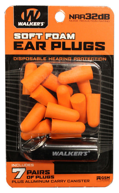 Walkers GWPPLGCANOR Foam Ear Plugs 32 DB Orange Adult 7 Pair
