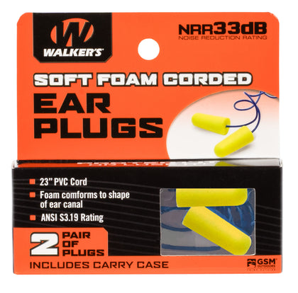Walkers GWPEPCORDYL Corded Foam Ear Plugs 32 DB In The Ear Yellow Adult 2 Pair