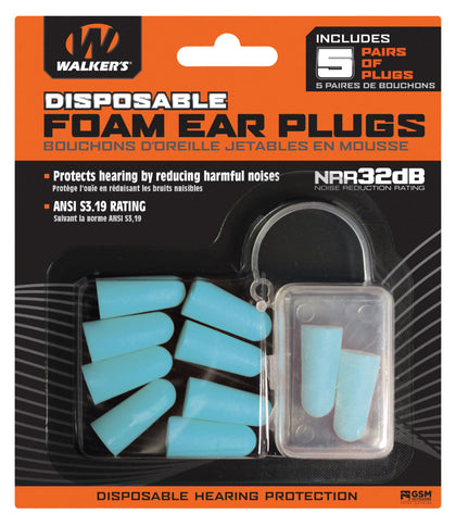 Walkers GWPFP5PKTL Foam Ear Plugs Foam 33 DB In The Ear Teal 5 Pack