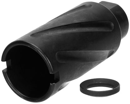 TacFire MZ10073B Spiral Fluted Muzzle Brake Black Oxide Steel With 5/8
