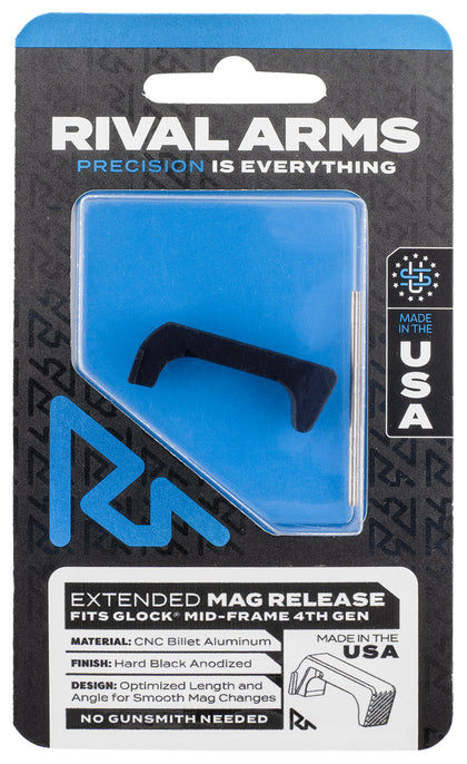 Rival Arms RA72G002A Magazine Release Extended Black Anodized Aluminum For Glock Gen4