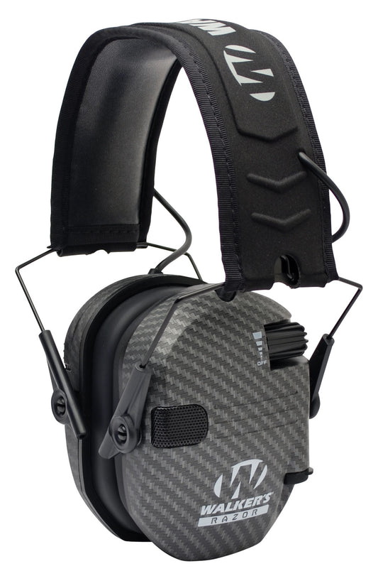 Walkers GWPRSEMCARB Razor Slim Electronic Muff 23 DB Over The Head Carbon Gray/Black Polymer