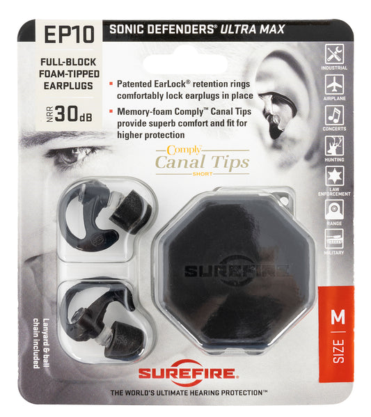 SUREFIRE SONIC DFNDR MED BLK 1 PAIR