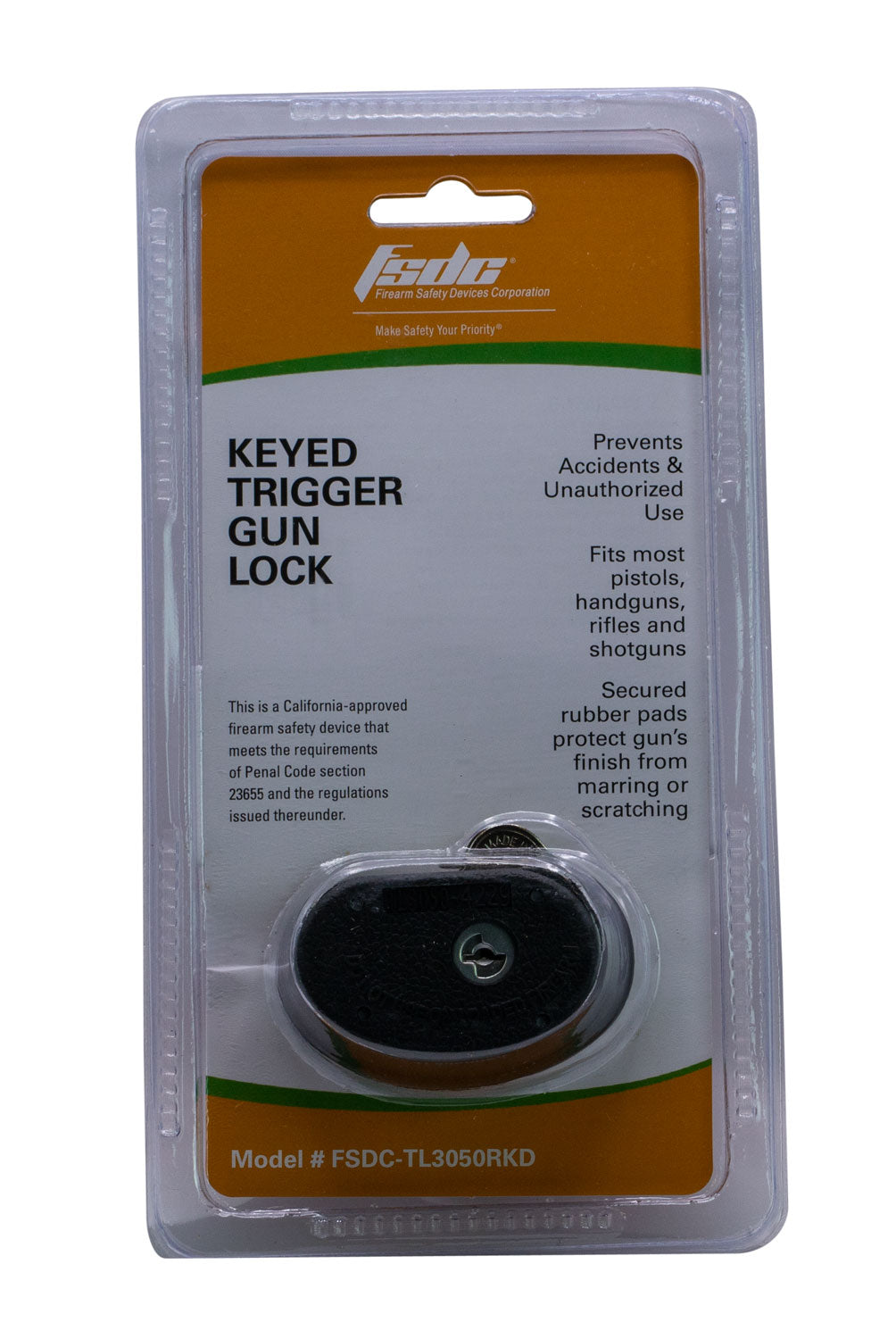 FSDC TL3050RKD Keyed Trigger Gun Lock Fits Most Pistol/ Handgun/ Rifle/ Shotgun