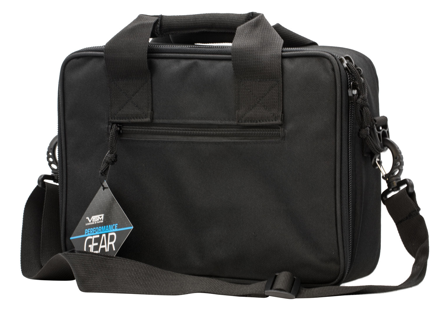NcStar CPDX2971B VISM Double Pistol Range Bag With Mag Pouches, Loop Fasteners, Zippers, Padding & Black Finish