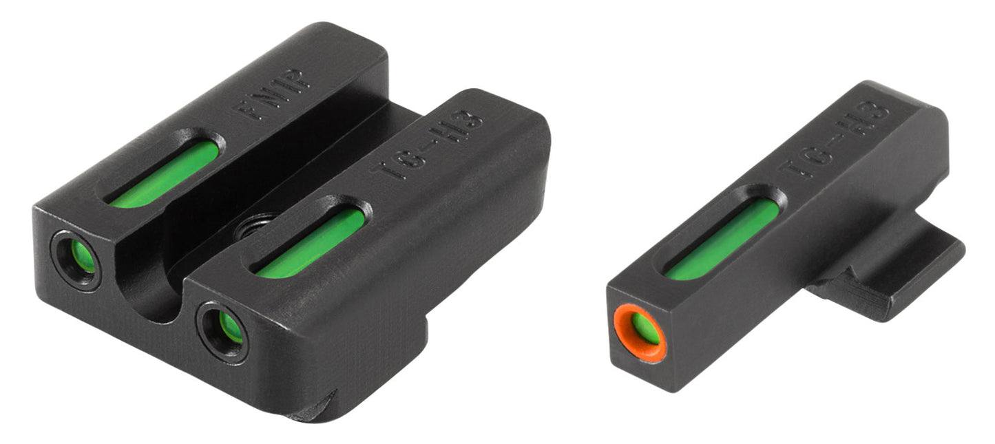 TruGlo TG13FN1PC TFX Pro Black | Green Tritium & Fiber Optic Orange Outline Front Sight Green Tritium & Fiber Optic Rear Sight