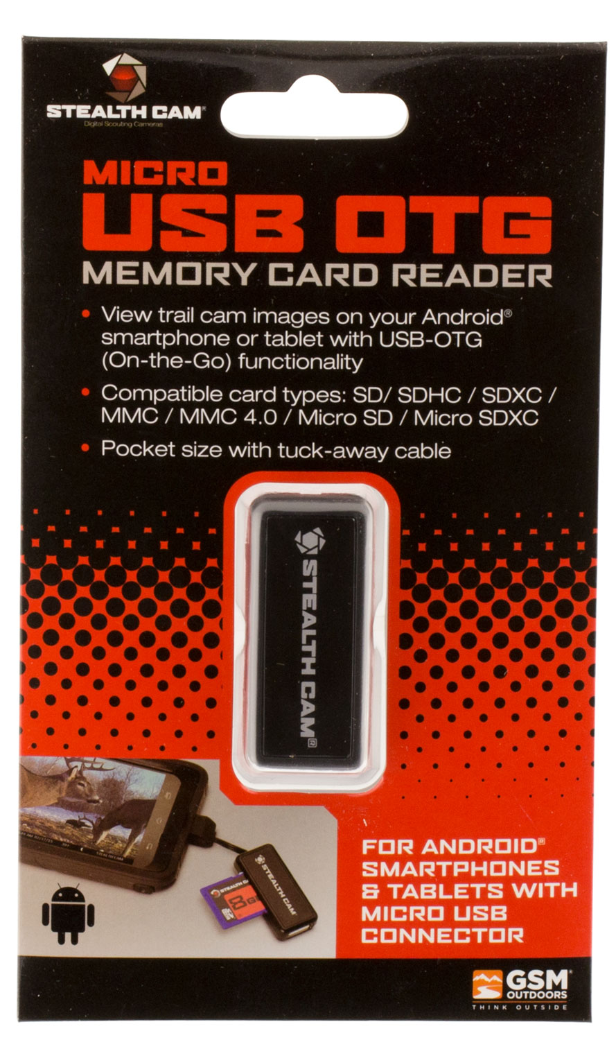 Stealth Cam STCSDCRAND Memory Card Reader View Photos/Videos Black Compatible W/ Android