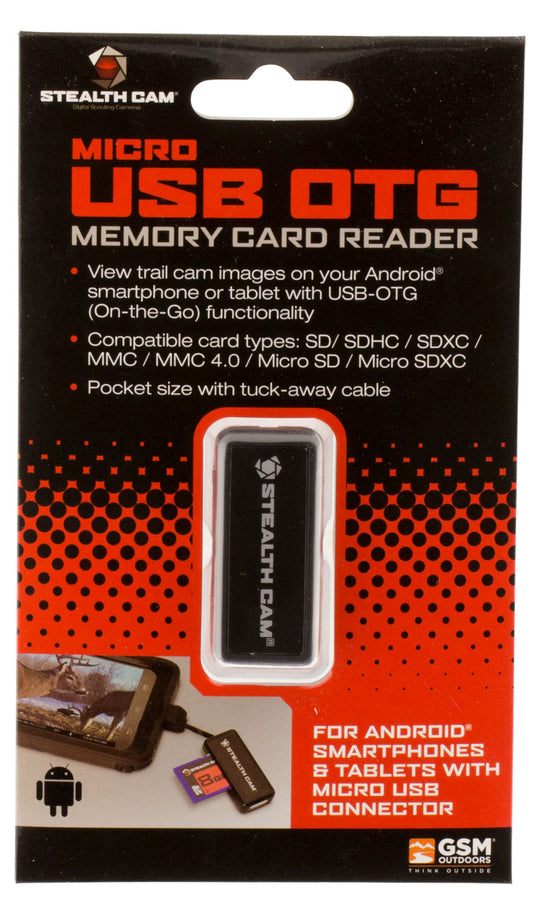 Stealth Cam STCSDCRAND Memory Card Reader View Photos/Videos Black Compatible W/ Android