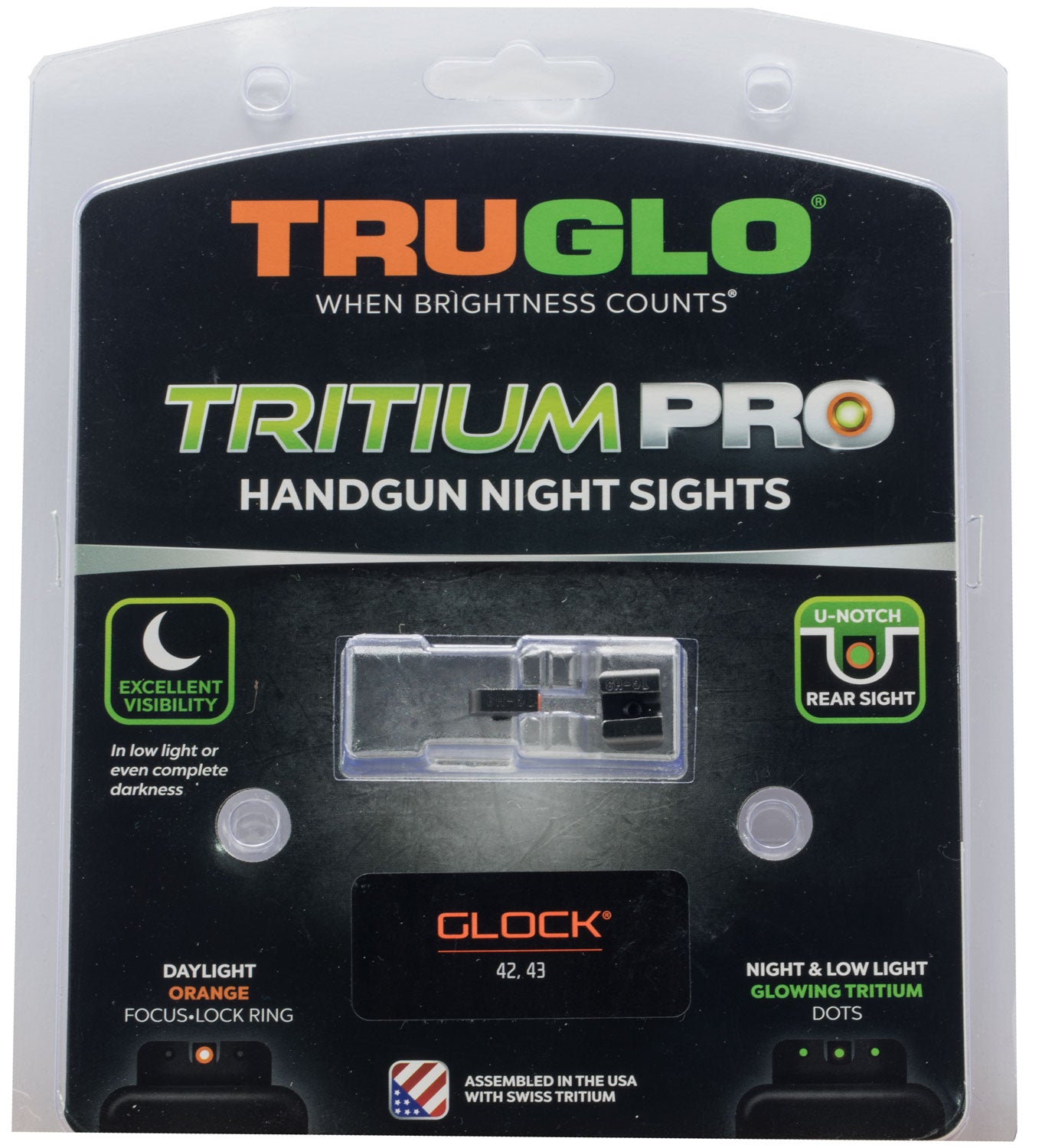 TruGlo TG231MP1C Tritium Pro Black | Green Tritium Orange Outline Front Sight Green Tritium Rear Sight