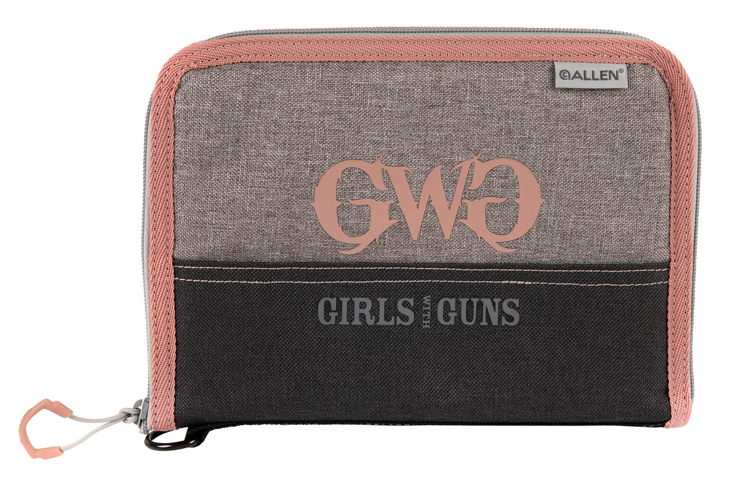 Girls With Guns 9072 Roses Are Gold Made Of Polyester With Gray Finish & Rose Gold Accents, Lockable Zipper, Soft Lining & Dense Foam Padding 9.50" L X 6.75" W X 1" H Interior Dimensions