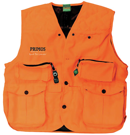 Primos 65703 Gunhunters Hunting Vest XL Blaze Orange Features Compass & LED Light