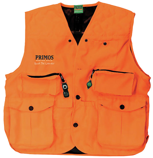 Primos 65705 Gunhunters Hunting Vest 3XL Blaze Orange Features Compass & LED Light