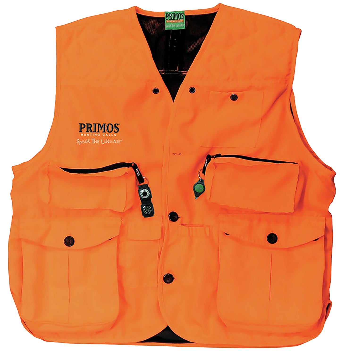 Primos 65704 Gunhunters Hunting Vest 2XL Blaze Orange Features Compass & LED Light