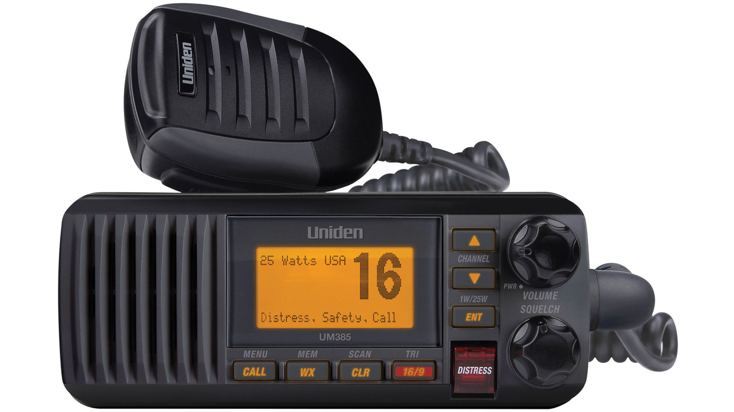 Uniden UM385BK Fixed Mount VHF Radio, Black