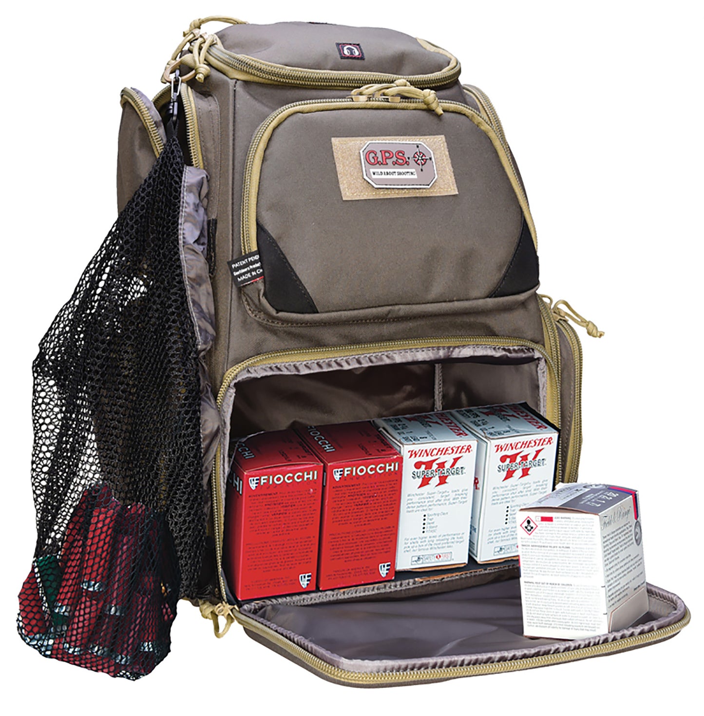 GPS Bags GPS1611SC Sporting Clays Backpack With Visual ID Storage System, Lockable Zippers, Storage Pockets, Pull-Out Rain Cover & Olive Finish