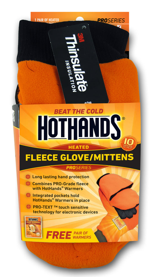 HotHands MBZ2 Pro Series Gloves/Mittens Blaze Orange Fleece LG/XL