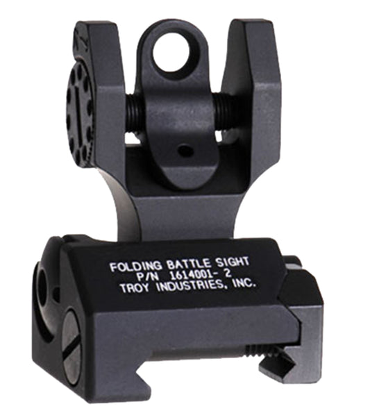 Troy Ind SSIGFBSTTBT00 Tritium Rear Folding BattleSight Round Black Hardcoat Anodized Folding For AR-15