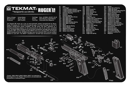 TekMat TEKR17RUGERSR9 Ruger SR 9 Cleaning Mat Black/White Rubber 17