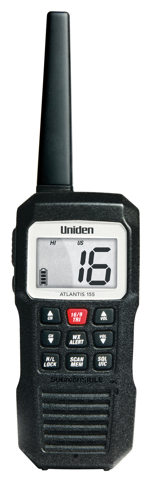 Uniden Atlantis155 Marine Hand Held Floating VHF Radio, IPX8