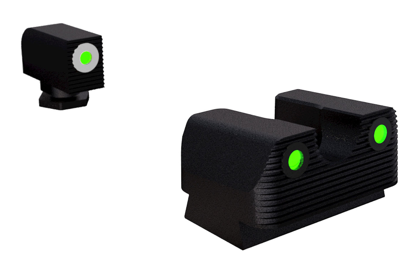 Rival Arms RA1B231G Night Sights For G17/G19 Black | Green Tritium White Ring Front Sight Green Tritium Black Ring Rear Sight