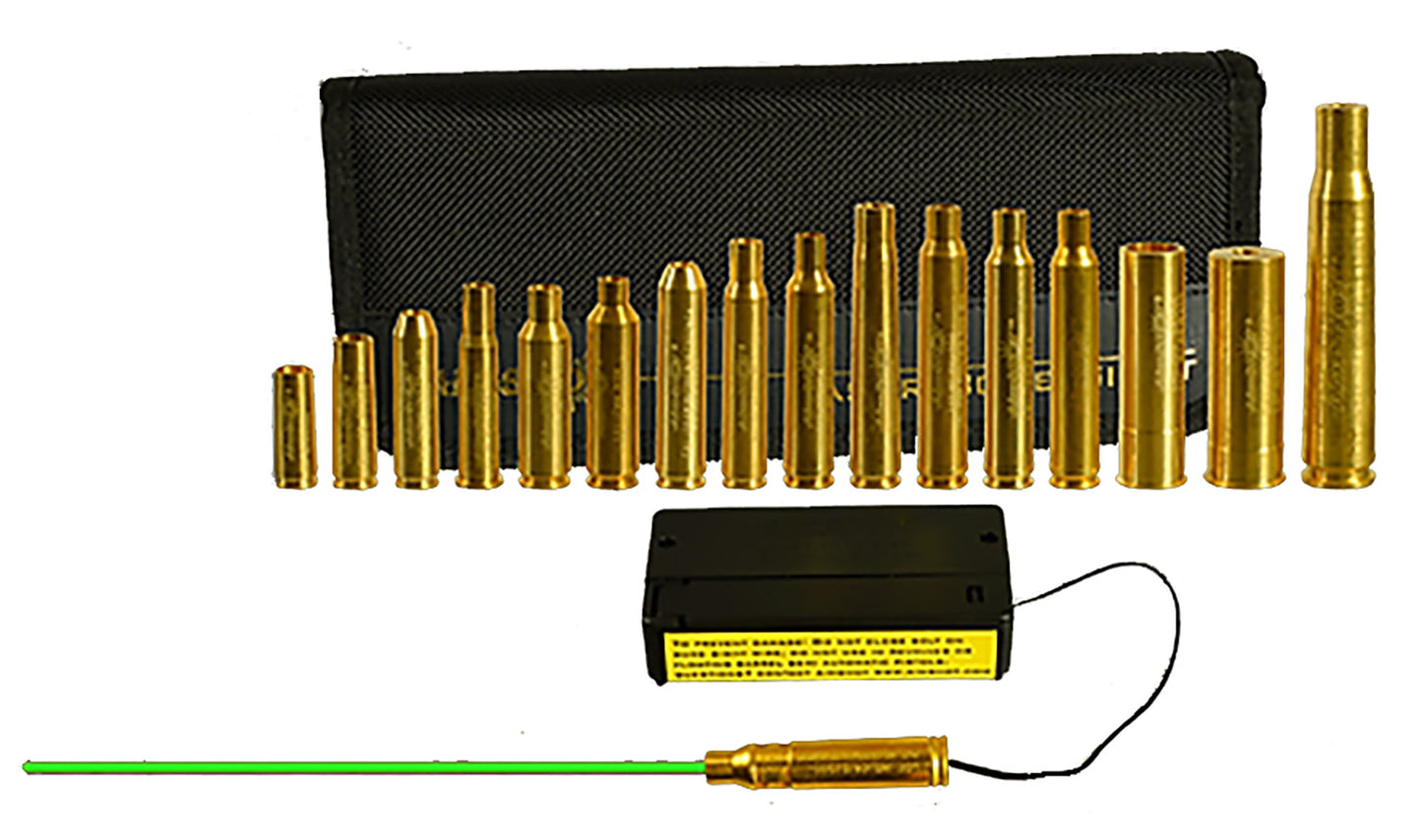 AimShot Master Kit Multi-Caliber Bore Sight With Green 532nM Laser & Uses 2 AAA Batteries For Rifles (Batteries Not Included)