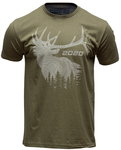 Springfield Armory GEP8605S 2020 Elk Mens Military Green Cotton/Polyester Short Sleeve Small