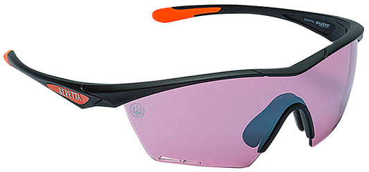 Beretta USA OC031A2354039AUNI Clash Shooting Glasses Purple Lens Black With Orange Accents Frame