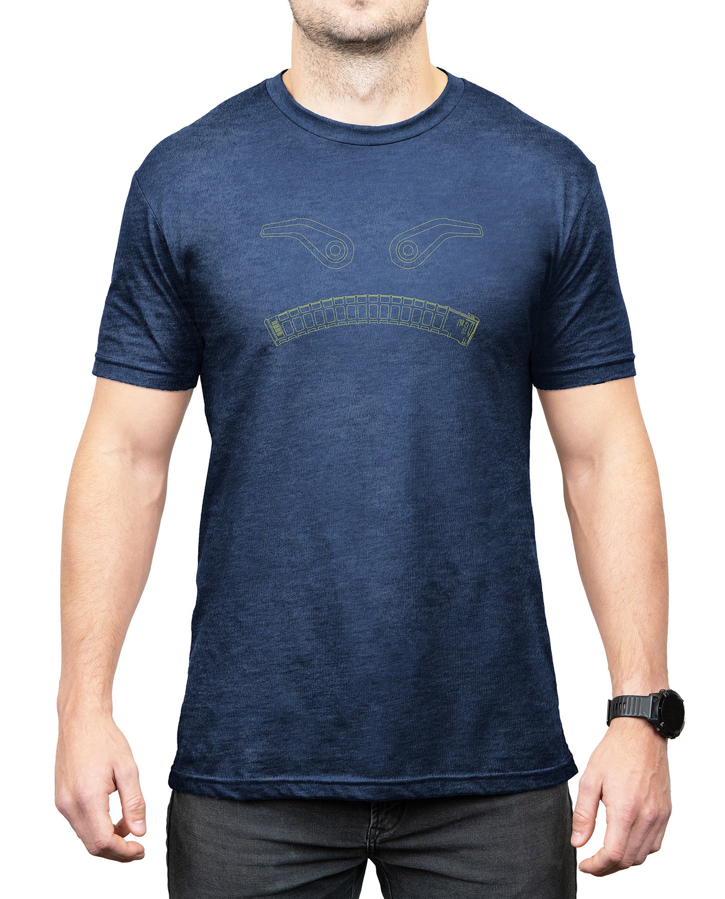 Magpul MAG1268411L Magmouth Navy Heather Cotton/Polyester Short Sleeve Large