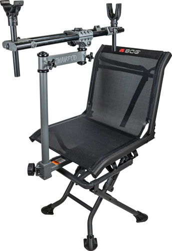 Bog-Pod 1100475 ChairPod Chair With Rotating Gun Mount, 4 Legs, Black, Aluminum Frame, 41" Max Height