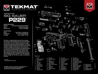 TekMat TEKR20SIGP229 Sig Sauer P229 Ultra 20 Cleaning Mat Sig P229 Parts Diagram 15