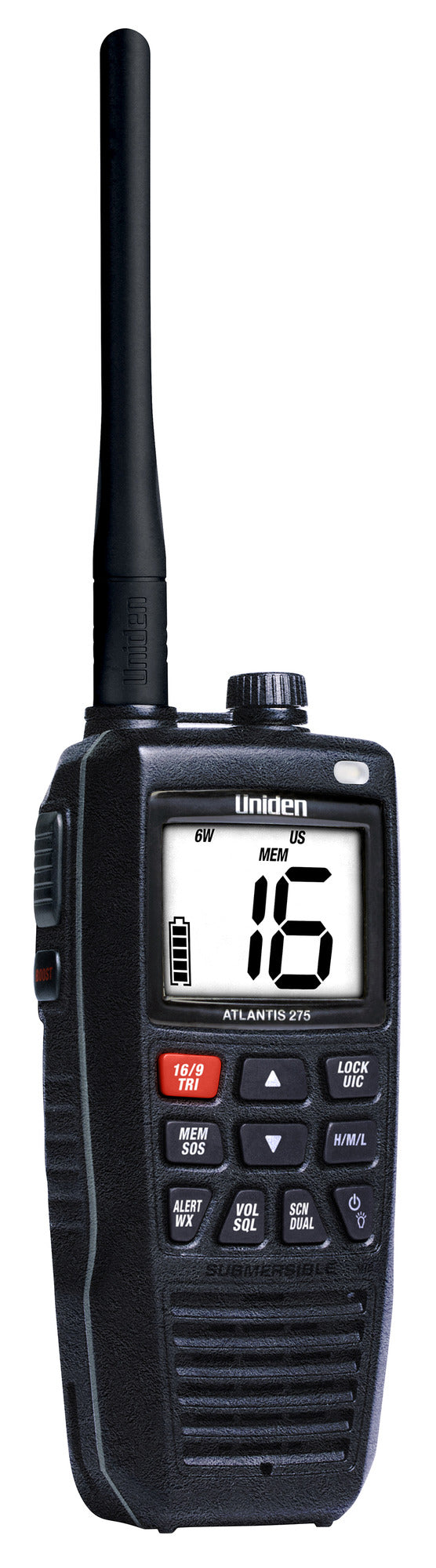 Uniden Atlantis275 Marine Hand Held Floating VHF Radio, IPX8