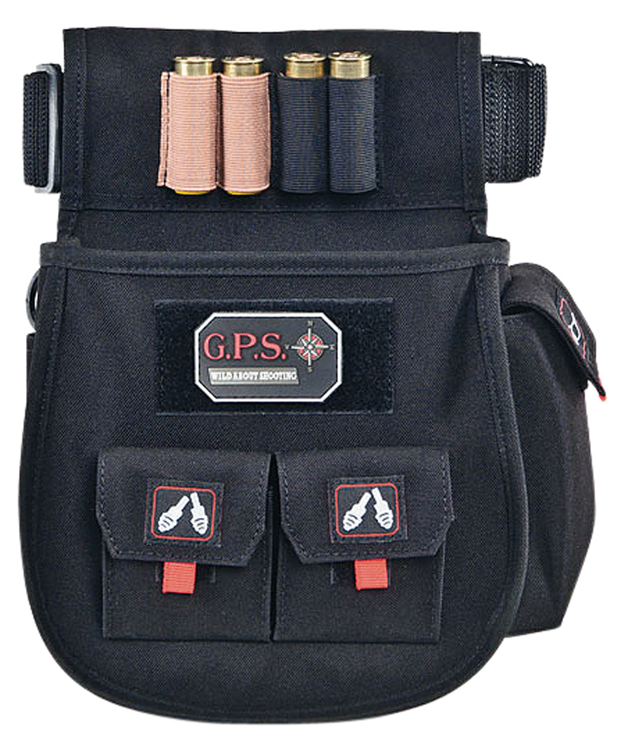 GPS Bags 1094CSP Deluxe Double Shotshell Pouch Black Polyester Waist Mount