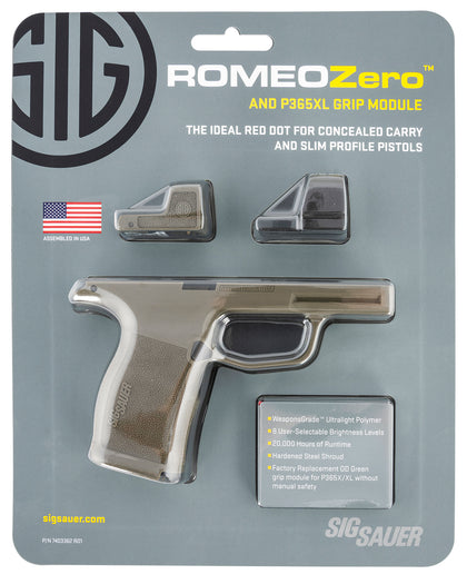 Sig Sauer Electro-Optics SORG0605 RomeoZero Grip Mod Kit OD Green 1x24mm 6 MOA Illuminated Red Dot Reticle, Fits Sig P365XL Compatible W/Sig Sauer P365 Optics Ready Pistols