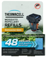 Thermacell M48 Backpacker Repellent Refills Effective 15 Ft Odorless Scent Repels Mosquito Effective Up To 48 Hrs 12 Mats