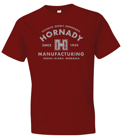 Hornady Gear 31424 Manufacturing MFG Cardinal, Cotton/Polyester/Rayon, Short Sleeve Semi-Fitted, XL