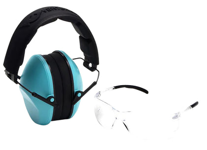 Pyramex VGCOMBO410 Low-Profile Combo Kit Scratch Resistant Clear Lens & Frame With Rubber Temple Tips, Powder Blue Low-Profile Earmuffs