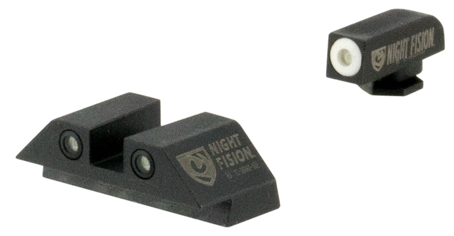 Night Fision GLK001003WGW Tritium Sight Set Fixed White Ring Front & Rear/Black Frame, Compatible W/Glock 17/19/34 Front Post/Rear Dovetail Mount