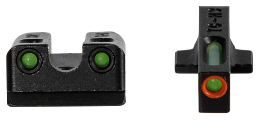 TruGlo TG13SG4PC TFX Pro Black | Green Tritium & Fiber Optic Orange Outline Front Sight Green Tritium & Fiber Optic Rear Sight