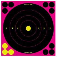 Birchwood Casey 34808 Shoot-N-C Reactive Target Self-Adhesive Paper Air Rifle/Centerfire Rifle/Rimfire Rifle Black/Pink 8" Bullseye Includes Pasters 6 Pack