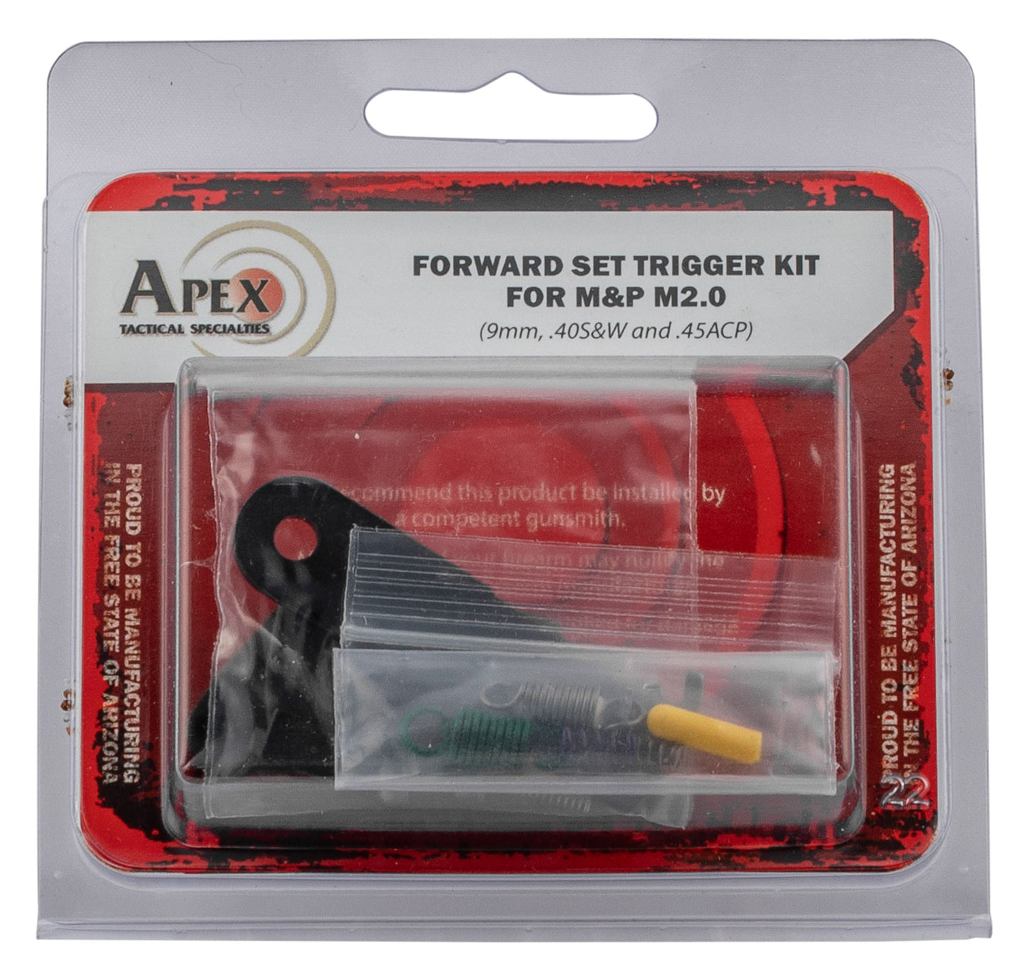 Apex Tactical 100167 Forward Set Sear & Trigger Kit Curved Trigger With 3-4 Lbs Draw Weight For S&W M&P 2.0 Right