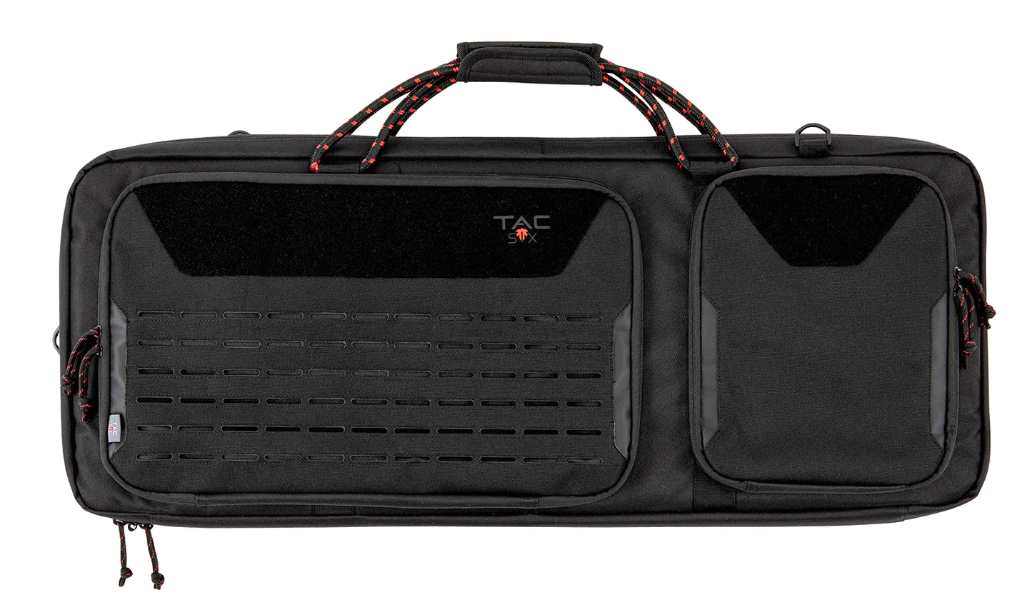 Tac Six 10829 Squad Tactical Case Made Of Black 600D Polyester With Lockable Zippers, MOLLE Panel System, Storage Pockets & Carry Handle 32" L X 4.50" H X 13" D Interior Dimensions