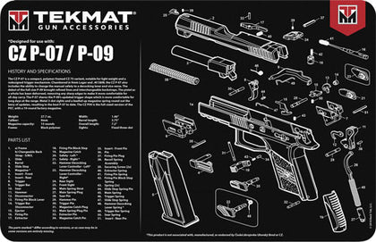 TekMat TEKR17CZP07 CZ P07/P09 Cleaning Mat Black/White Rubber 17