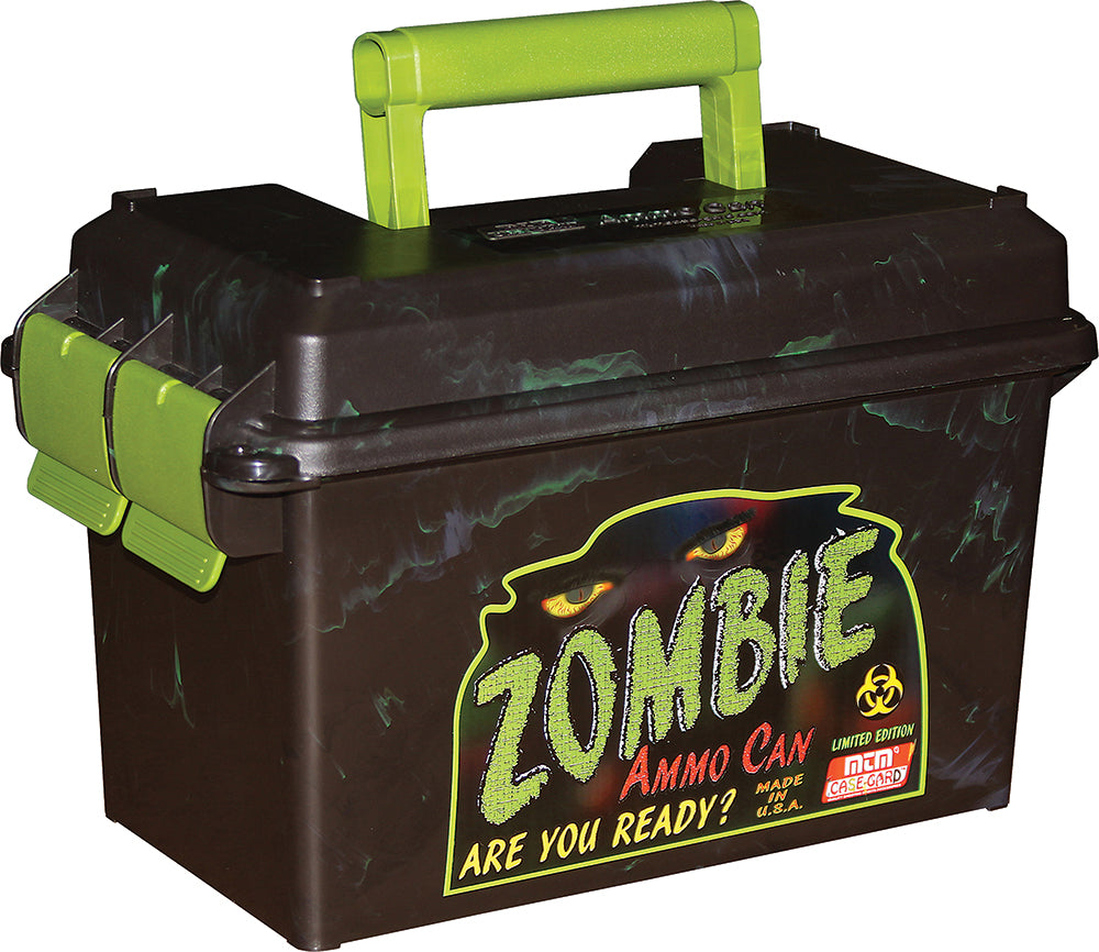 MTM Case-Gard AC50Z Ammo Can 50 Cal Rifle Black W/Zombie Green Accents Polypropylene