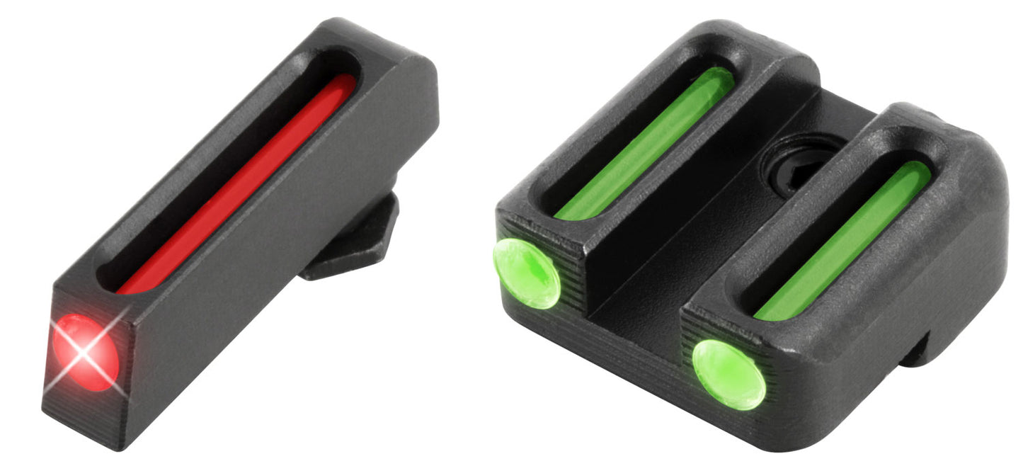 TruGlo TG131G3 Fiber-Optic Red Red Fiber Optic Front/Green Fiber Optic Rear/Black Nitride Fortress Frame, Compatible W/Glock 42/43/43X/48 Except MOS, Front Post/Rear Dovetail Mount