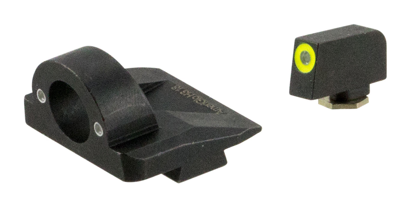 AmeriGlo GL5325 Ghost Ring Sight Set For Glock Black | Green Tritium With LumiGreen Outline Front Sight Green Tritium Rear Sight Set