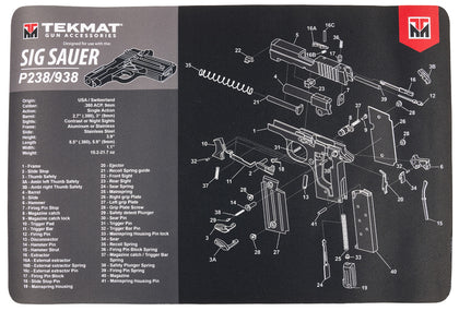 TekMat TEKR17SIGP238 Sig Sauer P238 Cleaning Mat Sig P238 Parts Diagram 11