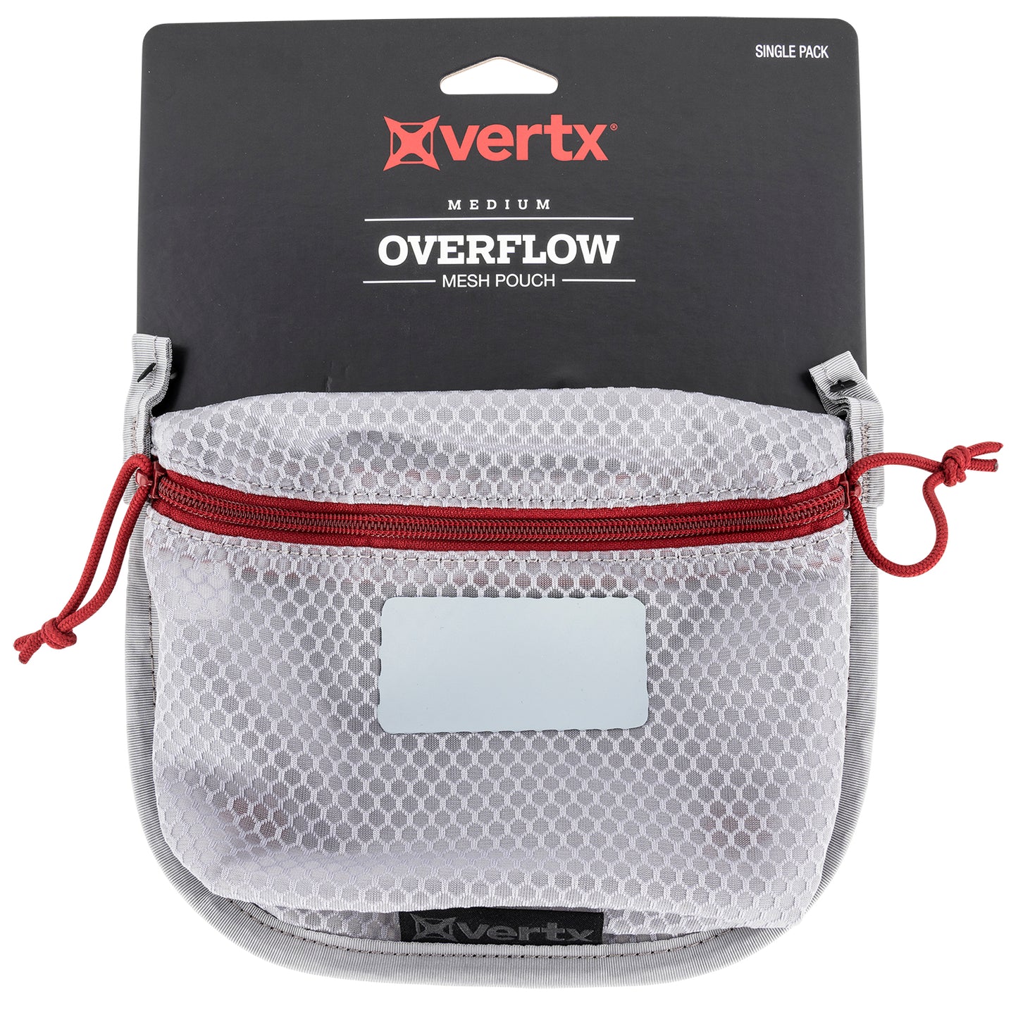 Vertx VTX5200AGYNA Overflow Pouch Medium Size Made Of White Nylon With Mesh & Red Accents, YKK Zipper & Durable Hook Back Panel 5" W X 7.25" H Dimensions