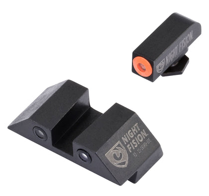 Night Fision GLK001003OGZ Tritium Sight Set Fixed Orange Ring Front/Black Ring Rear/Black Frame, Compatible W/Glock 17/19/34 Front Post/Rear Dovetail Mount